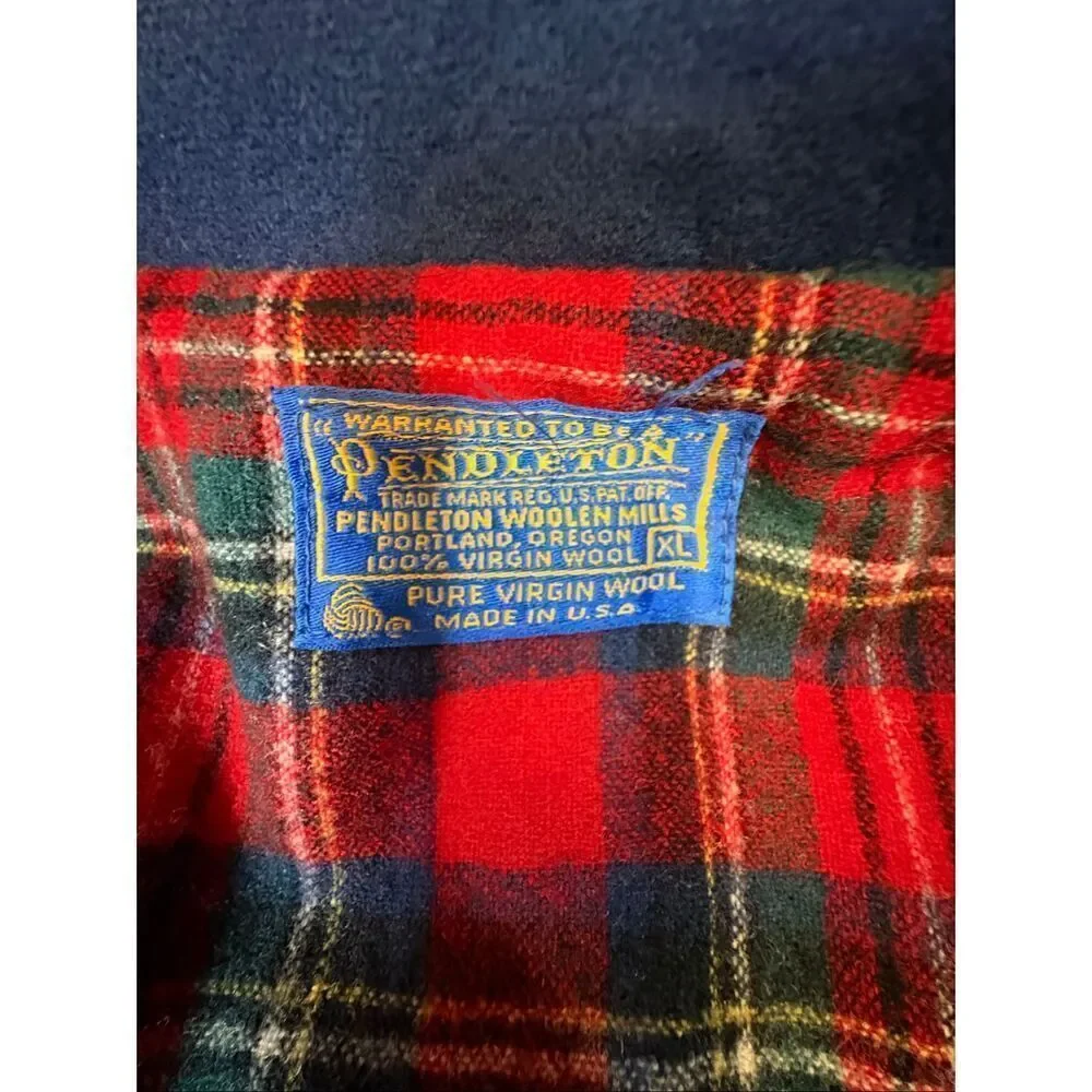 Pendleton Wool Jacket Thinsulate Lined Size XL Made in USA – Navy & Red Plaid